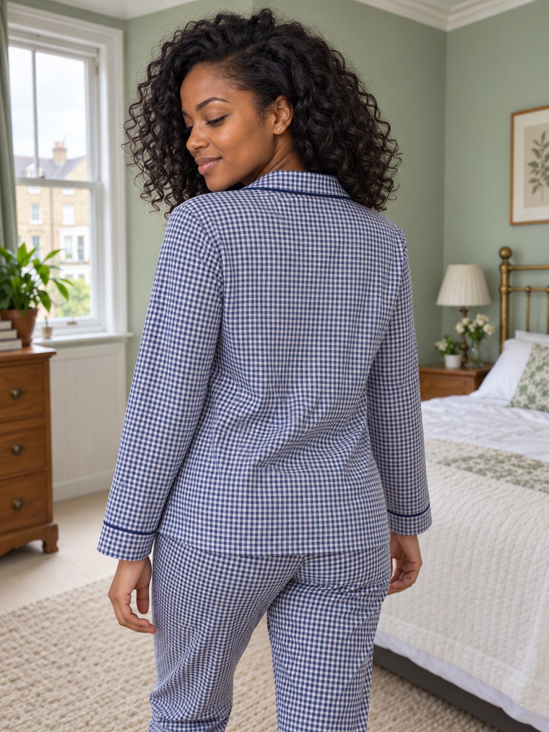 Ada Gingham Cotton Pyjama Set - back view
