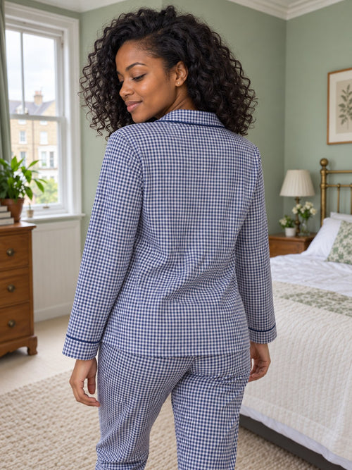 Ada Gingham Cotton Pyjama Set - back view