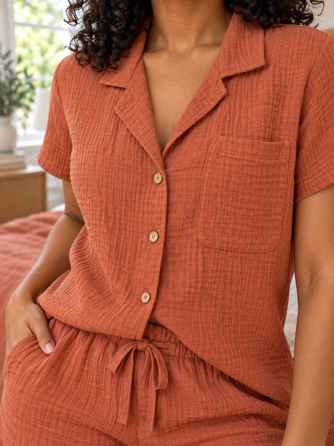 Freya Muslin Cotton Short Pyjama Set - fabric detail