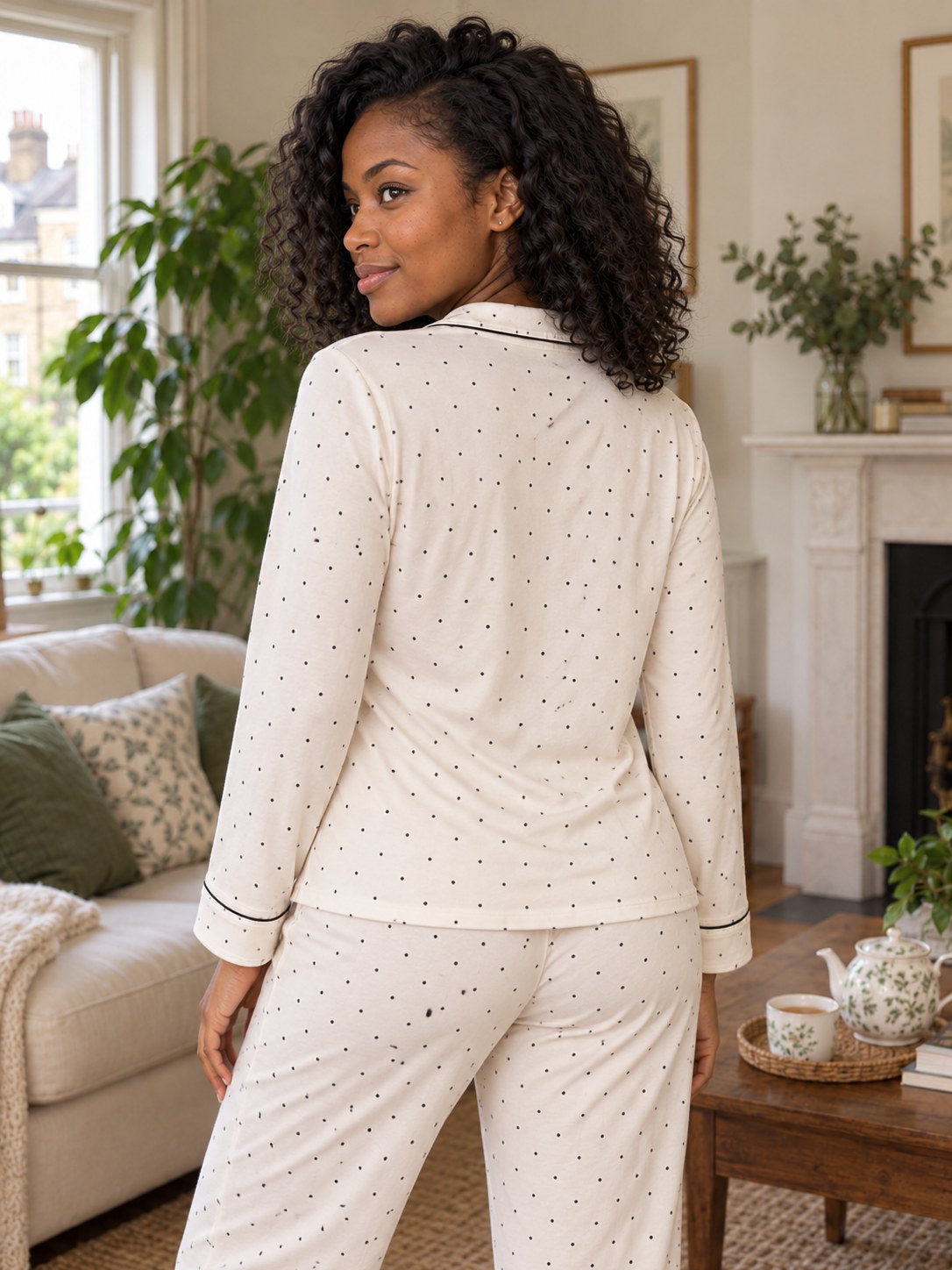 Hazel Polka Dot Modal Pyjama Set - back view