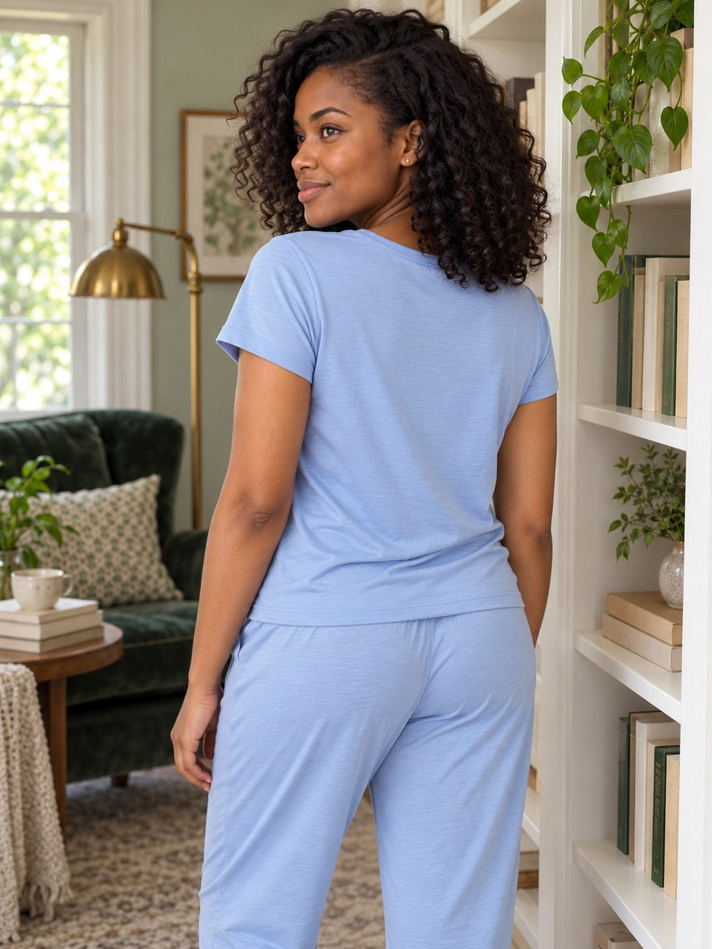 June Bamboo Jersey Cropped Pyjama Set - back view