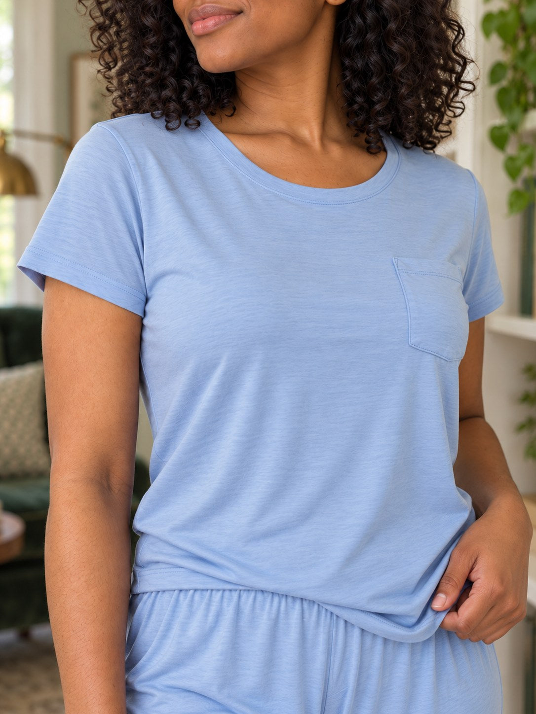 June Bamboo Jersey Cropped Pyjama Set - fabric detail