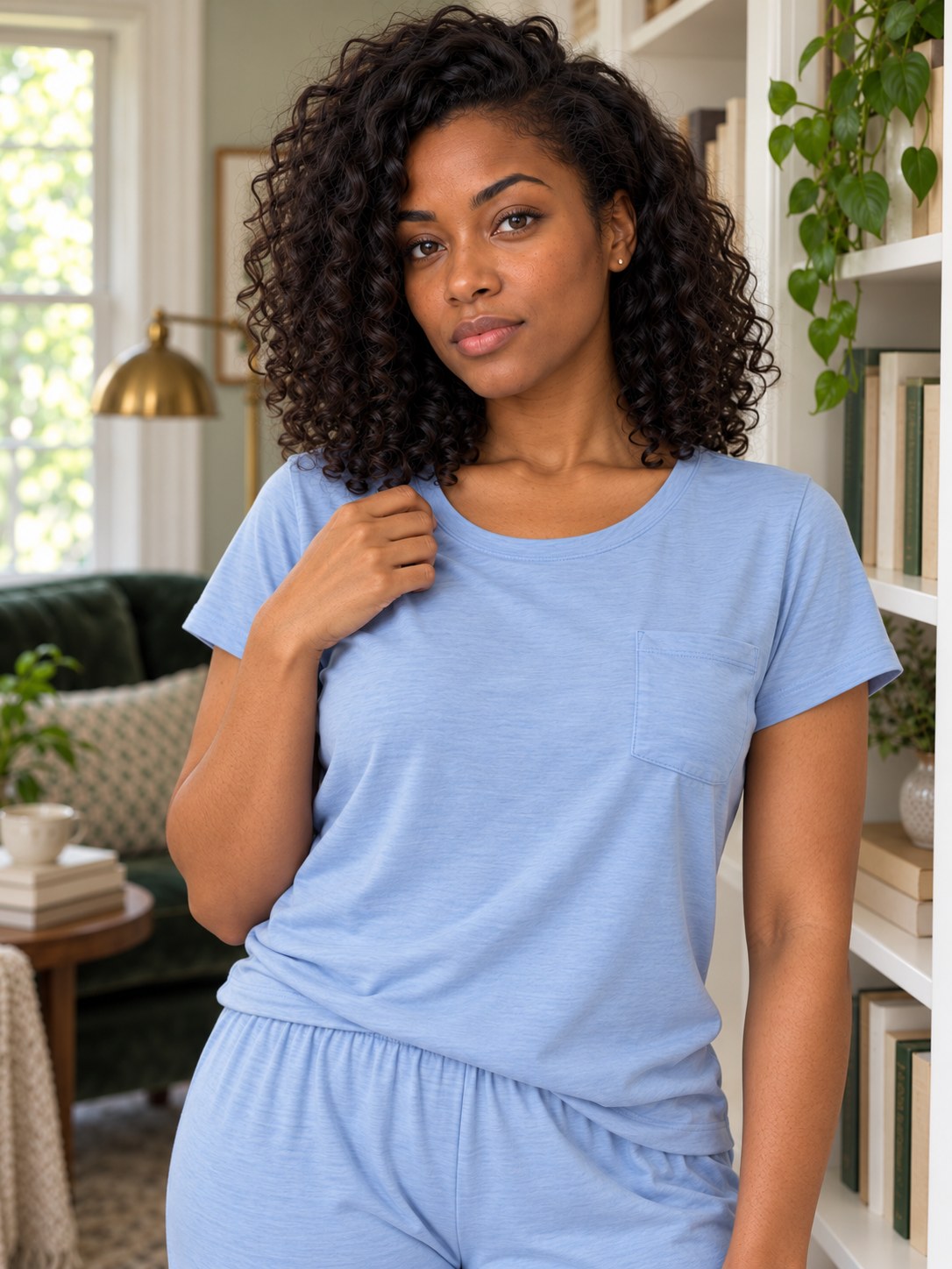 June Bamboo Jersey Cropped Pyjama Set - front close-up