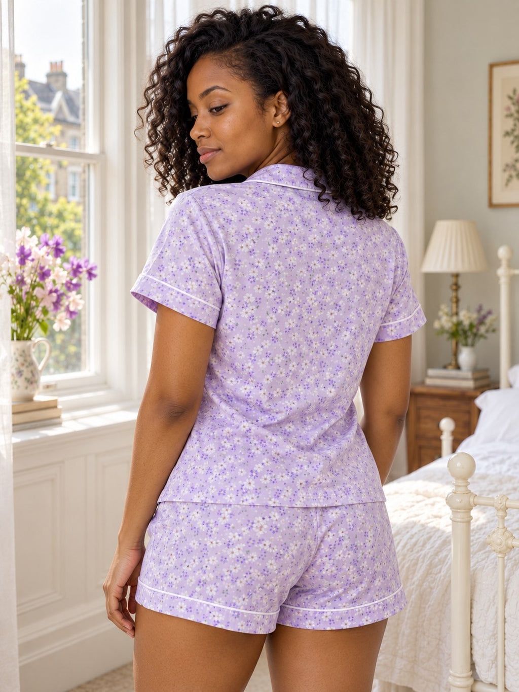 Poppy Floral Cotton Short Pyjama Set - back view